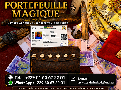 Le secret du portefeuille magique de prospérité, porte monnaie magique sérieux, portefeuille magique, bedou magique, le vrai portefeuille magique, rituel portefeuille magique, portefeuille magique gratuit, portefeuille magique sans conséquence, témoignage portefeuille magique, portefeuille magique marabout, portefeuille magique explication